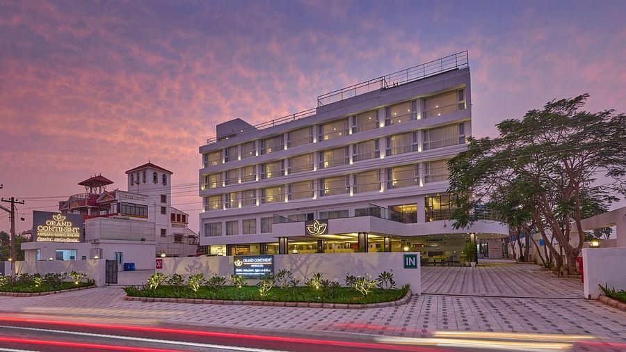 exterior facade of Grand Continent, Mahabalipuram at dusk